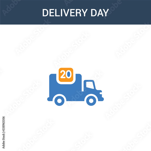 two colored Delivery day concept vector icon. 2 color Delivery day vector illustration. isolated blue and orange eps icon on white background.