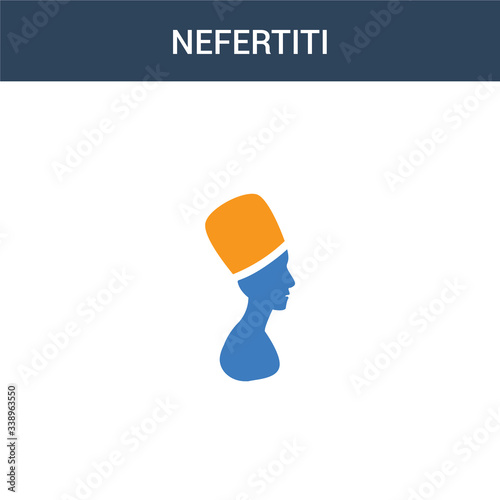 two colored Nefertiti concept vector icon. 2 color Nefertiti vector illustration. isolated blue and orange eps icon on white background.