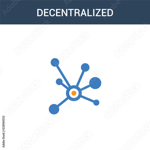 two colored Decentralized concept vector icon. 2 color Decentralized vector illustration. isolated blue and orange eps icon on white background.