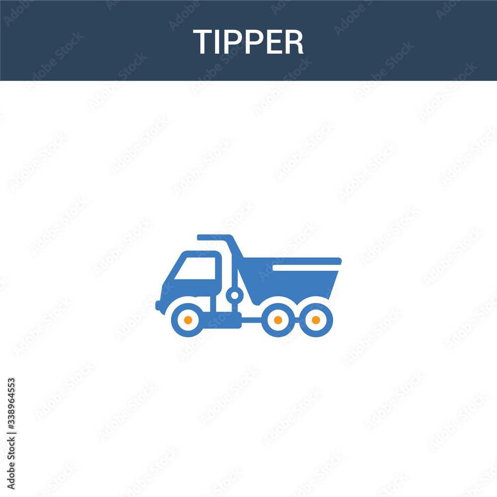 two colored Tipper concept vector icon. 2 color Tipper vector illustration. isolated blue and orange eps icon on white background.