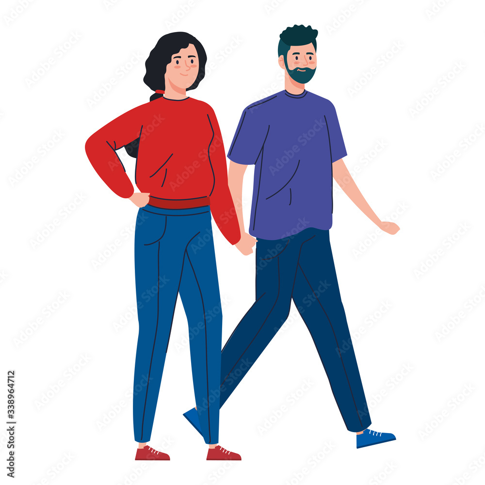 young couple walking isolated icon vector illustration design young couple walking isolated icon vector illustration design