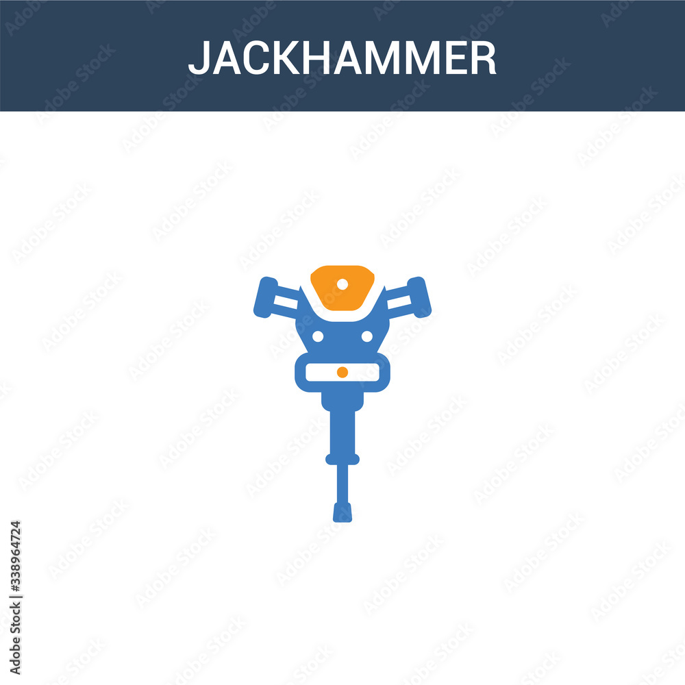 two colored Jackhammer concept vector icon. 2 color Jackhammer vector illustration. isolated blue and orange eps icon on white background.