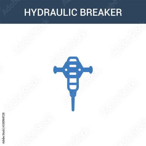 two colored Hydraulic breaker concept vector icon. 2 color Hydraulic breaker vector illustration. isolated blue and orange eps icon on white background.