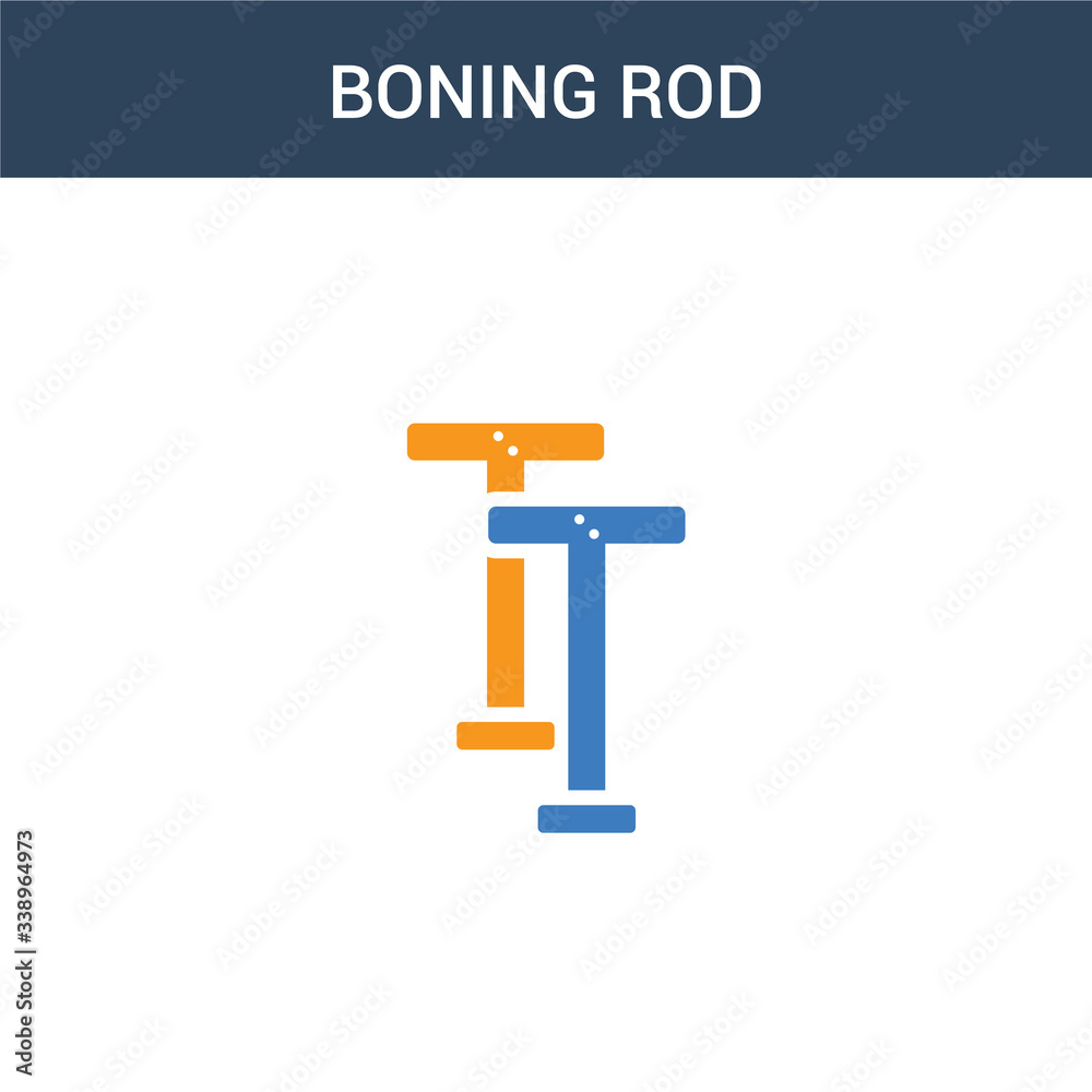 two colored Boning rod concept vector icon. 2 color Boning rod vector illustration. isolated blue and orange eps icon on white background.