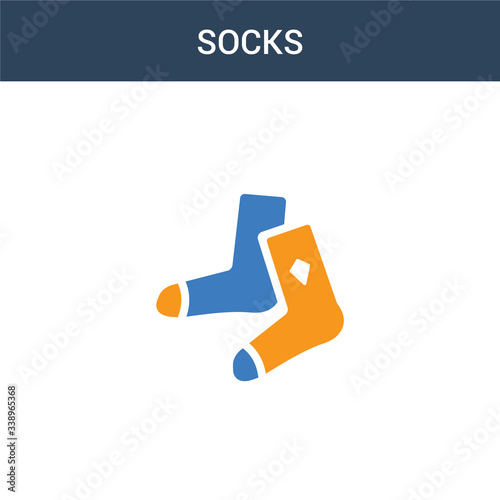 two colored Socks concept vector icon. 2 color Socks vector illustration. isolated blue and orange eps icon on white background.