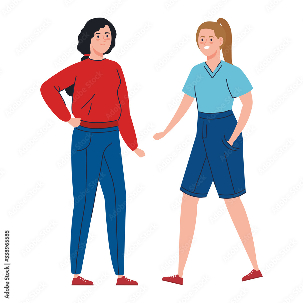 Obraz premium beautiful women walking isolated icon vector illustration design