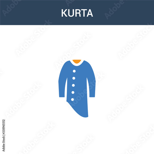 two colored Kurta concept vector icon. 2 color Kurta vector illustration. isolated blue and orange eps icon on white background.