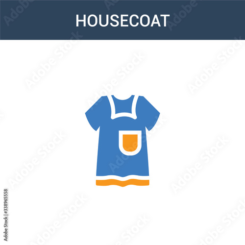 two colored Housecoat concept vector icon. 2 color Housecoat vector illustration. isolated blue and orange eps icon on white background.