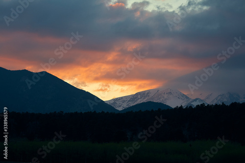 sunset behind mountains