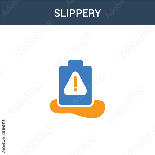 two colored Slippery concept vector icon. 2 color Slippery vector illustration. isolated blue and orange eps icon on white background.