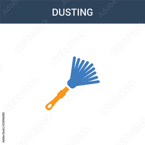 two colored Dusting concept vector icon. 2 color Dusting vector illustration. isolated blue and orange eps icon on white background.