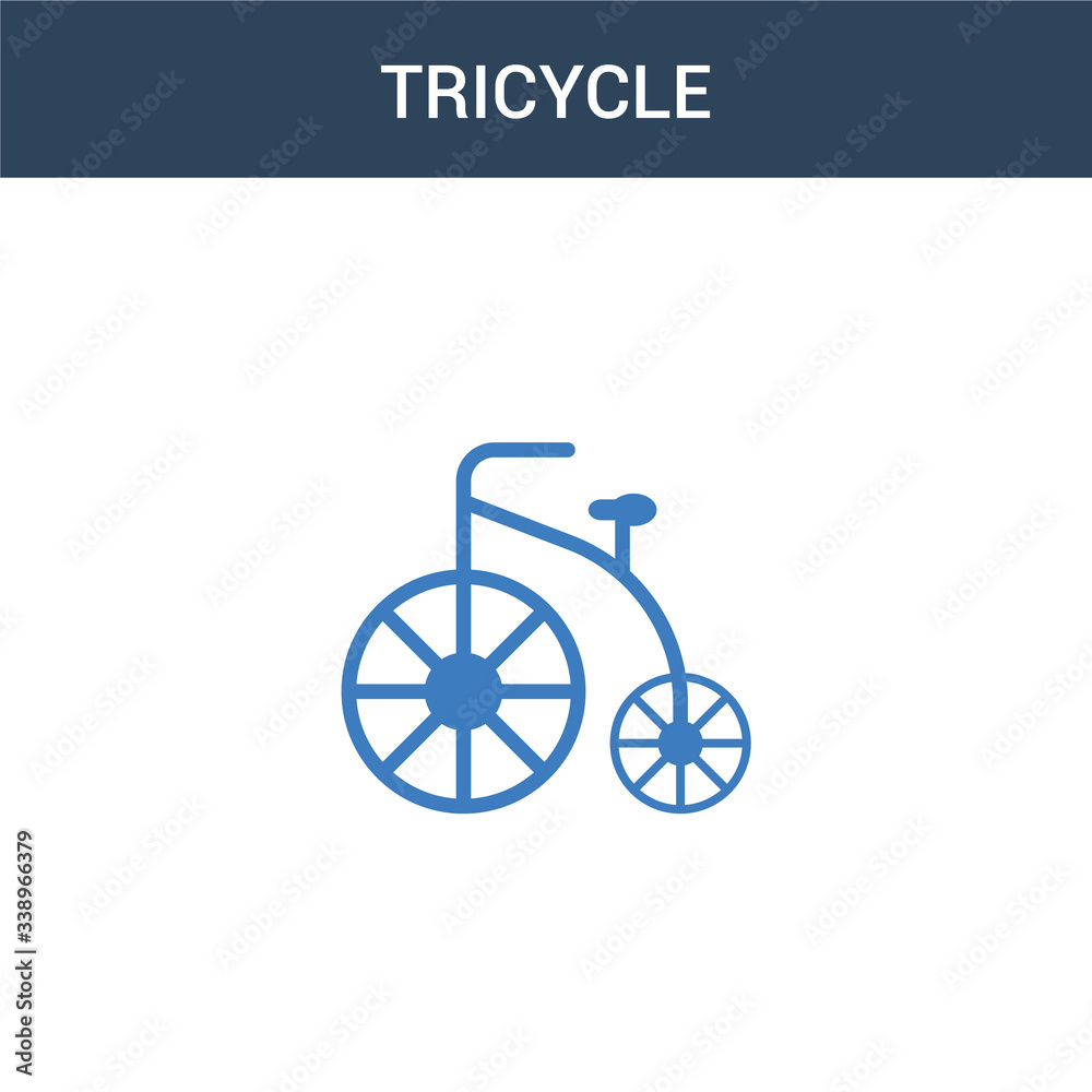 two colored Tricycle concept vector icon. 2 color Tricycle vector illustration. isolated blue and orange eps icon on white background.