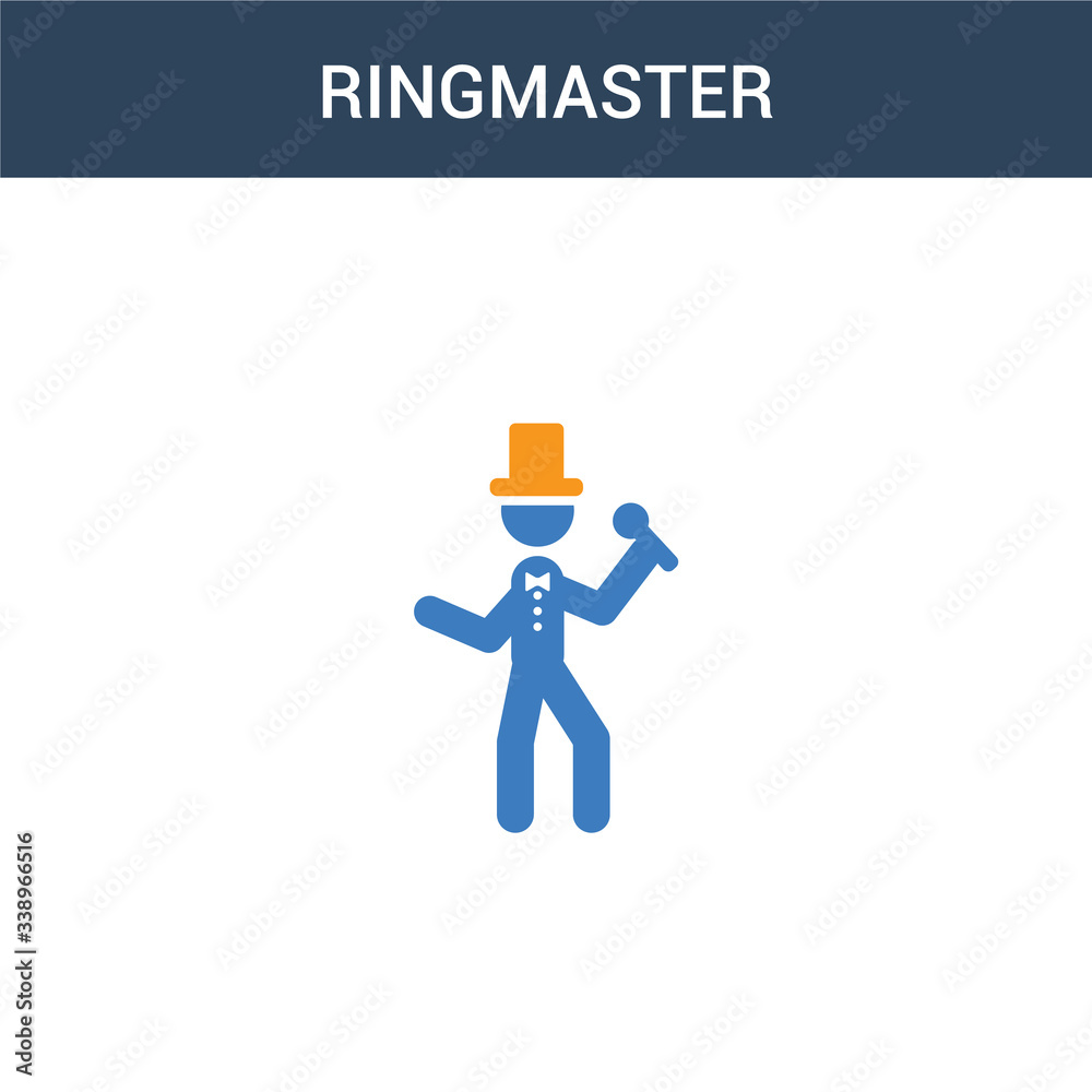 two colored ringmaster concept vector icon. 2 color ringmaster vector illustration. isolated blue and orange eps icon on white background.