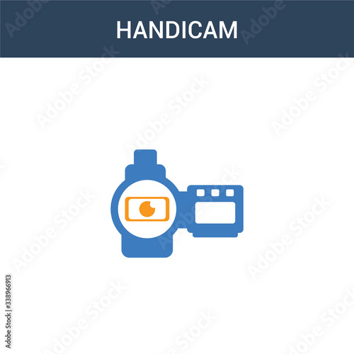 two colored Handicam concept vector icon. 2 color Handicam vector illustration. isolated blue and orange eps icon on white background.