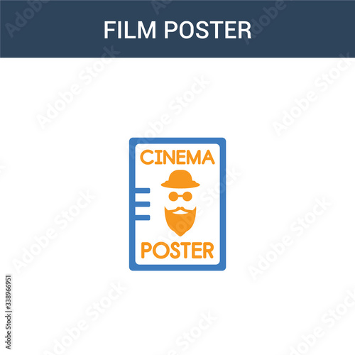 two colored Film Poster concept vector icon. 2 color Film Poster vector illustration. isolated blue and orange eps icon on white background.