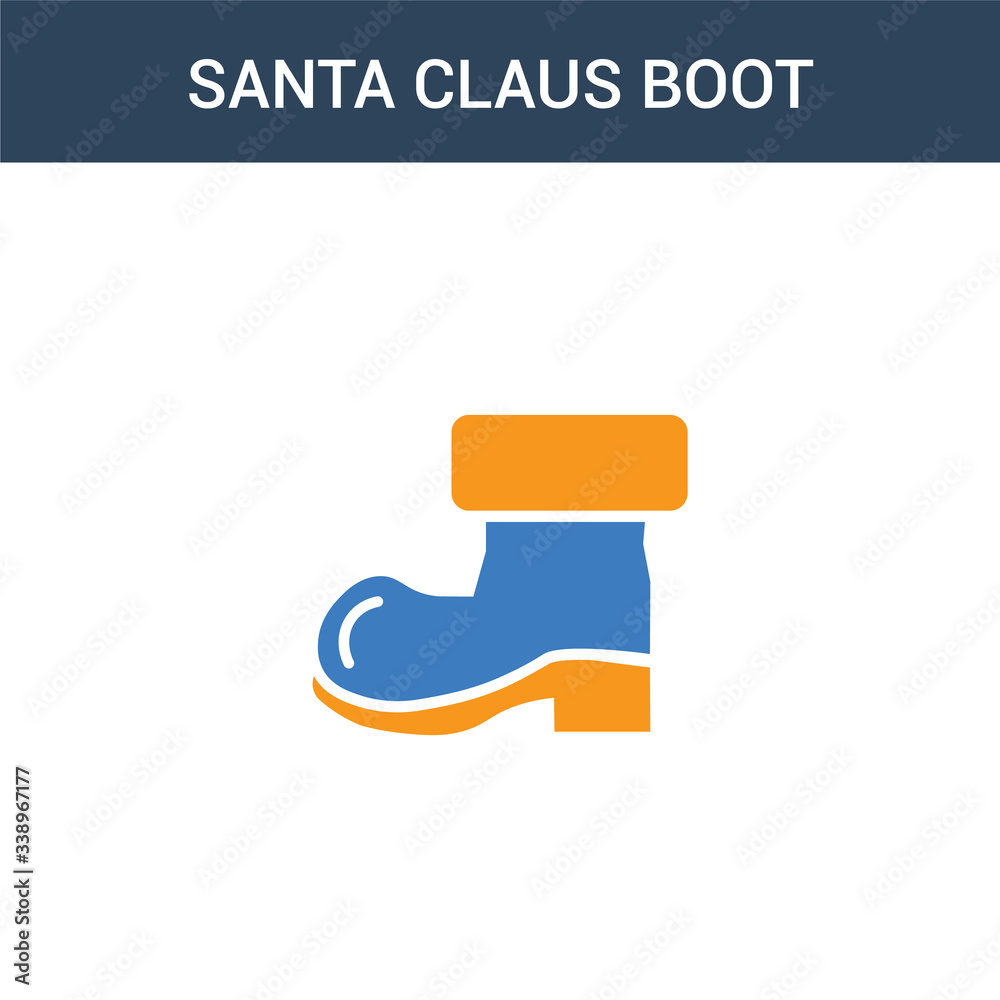 two colored Santa claus boot concept vector icon. 2 color Santa claus