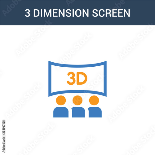two colored 3 dimension screen concept vector icon. 2 color 3 dimension screen vector illustration. isolated blue and orange eps icon on white background.