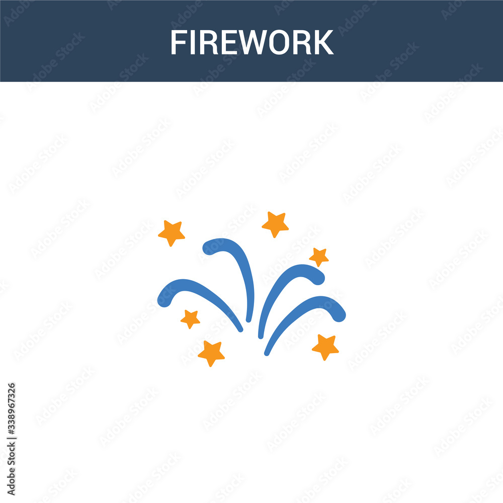 two colored Firework concept vector icon. 2 color Firework vector illustration. isolated blue and orange eps icon on white background.