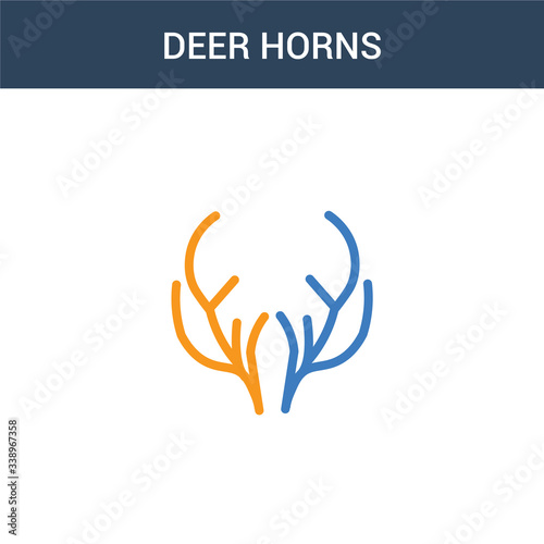two colored Deer horns concept vector icon. 2 color Deer horns vector illustration. isolated blue and orange eps icon on white background.