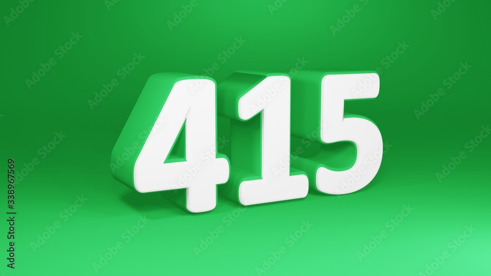 Number 415 in white on green background, isolated number 3d render Number 415 in white on green background, isolated number 3d render