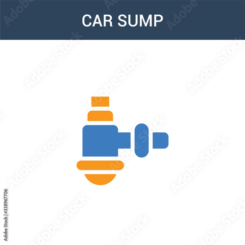 two colored car sump concept vector icon. 2 color car sump vector illustration. isolated blue and orange eps icon on white background.