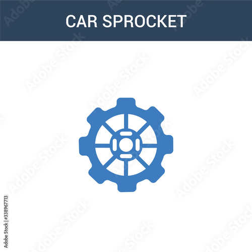 two colored car sprocket concept vector icon. 2 color car sprocket vector illustration. isolated blue and orange eps icon on white background.