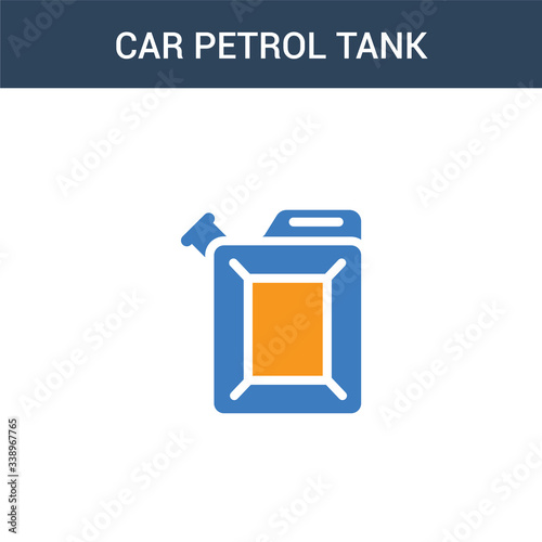 two colored car petrol tank concept vector icon. 2 color car petrol tank vector illustration. isolated blue and orange eps icon on white background.