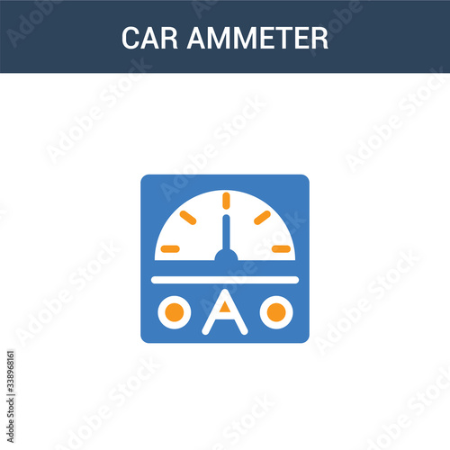 two colored car ammeter concept vector icon. 2 color car ammeter vector illustration. isolated blue and orange eps icon on white background.