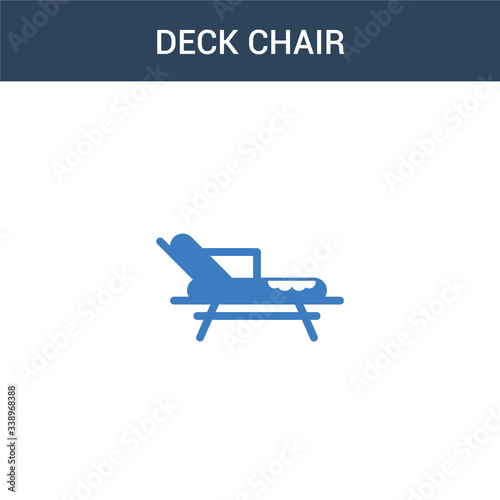 two colored Deck chair concept vector icon. 2 color Deck chair vector illustration. isolated blue and orange eps icon on white background.