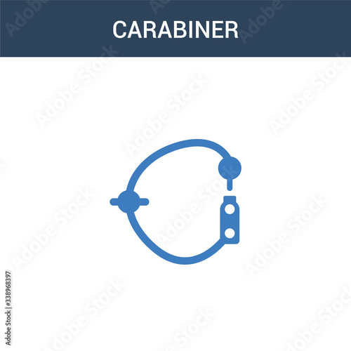 two colored Carabiner concept vector icon. 2 color Carabiner vector illustration. isolated blue and orange eps icon on white background.