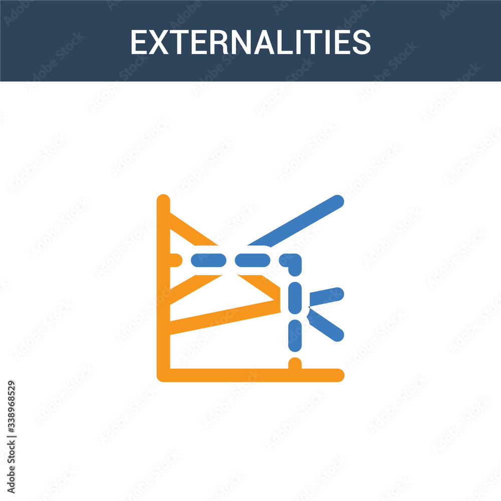 two colored Externalities concept vector icon. 2 color Externalities vector illustration. isolated blue and orange eps icon on white background.