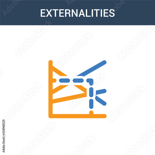 two colored Externalities concept vector icon. 2 color Externalities vector illustration. isolated blue and orange eps icon on white background.