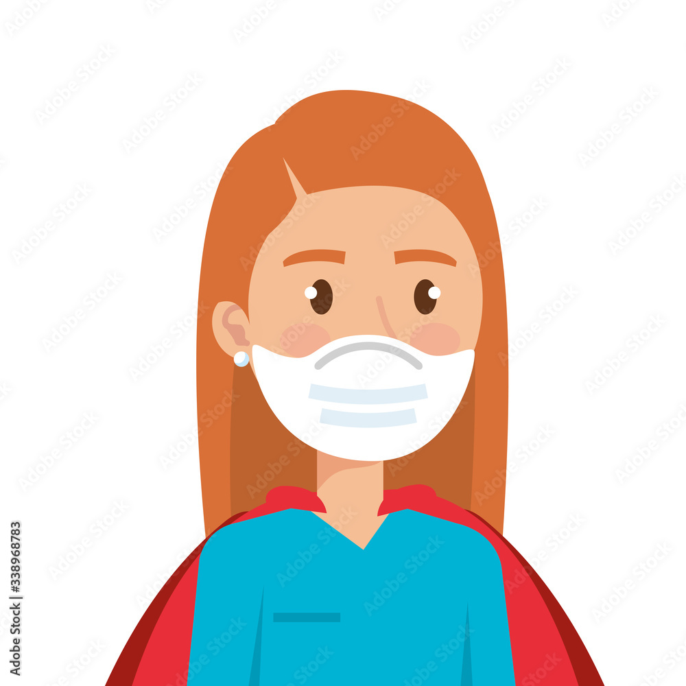 super female paramedic with face mask and hero cloak vector illustration design super female paramedic with face mask and hero cloak vector illustration design