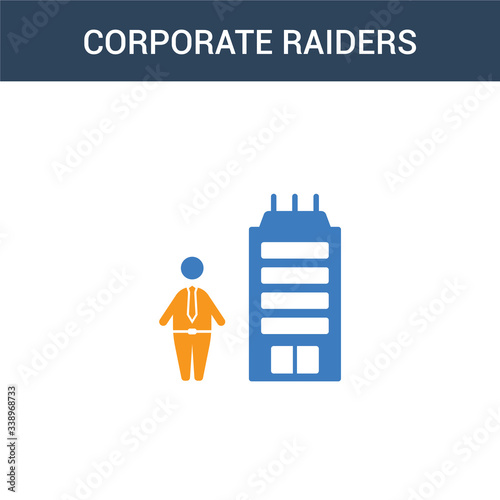 two colored Corporate raiders concept vector icon. 2 color Corporate raiders vector illustration. isolated blue and orange eps icon on white background.