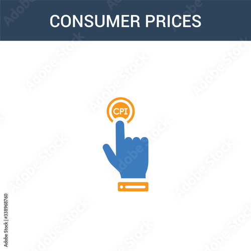 two colored Consumer Prices Index (CPI) concept vector icon. 2 color Consumer Prices Index (CPI) vector illustration. isolated blue and orange eps icon on white background.