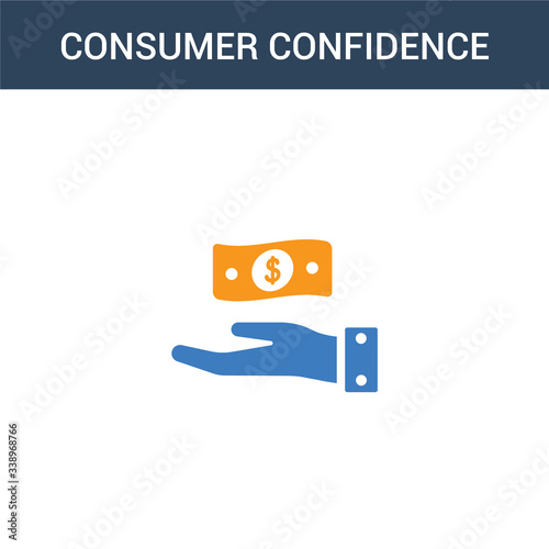 two colored Consumer confidence concept vector icon. 2 color Consumer confidence vector illustration. isolated blue and orange eps icon on white background.