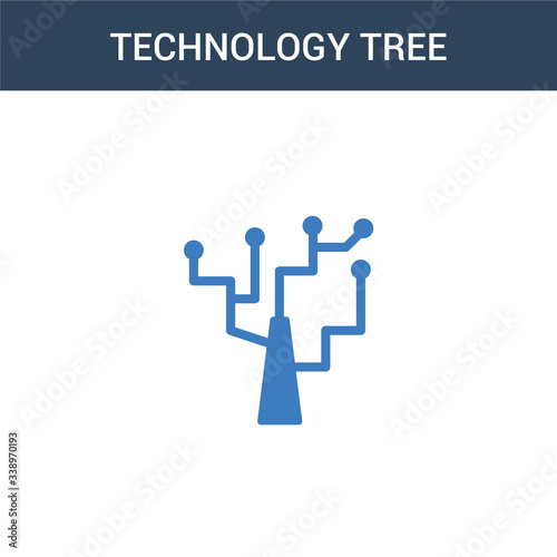 two colored technology Tree concept vector icon. 2 color technology Tree vector illustration. isolated blue and orange eps icon on white background.