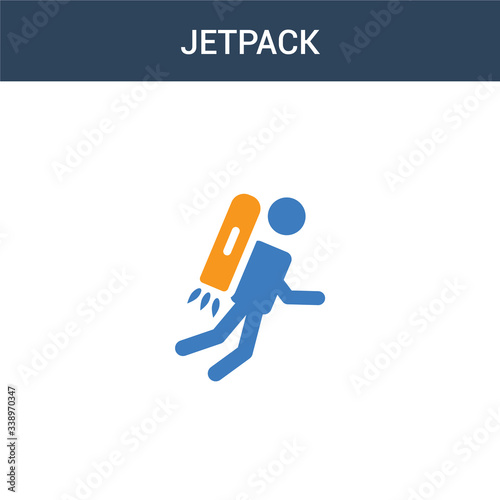 two colored Jetpack concept vector icon. 2 color Jetpack vector illustration. isolated blue and orange eps icon on white background.