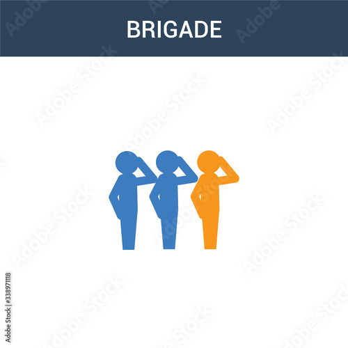 two colored brigade concept vector icon. 2 color brigade vector illustration. isolated blue and orange eps icon on white background.