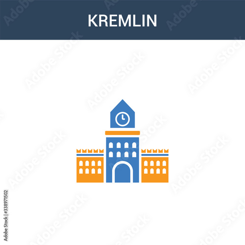 two colored Kremlin concept vector icon. 2 color Kremlin vector illustration. isolated blue and orange eps icon on white background.