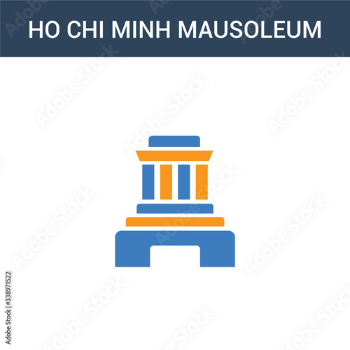 two colored Ho chi minh mausoleum concept vector icon. 2 color Ho chi minh mausoleum vector illustration. isolated blue and orange eps icon on white background.