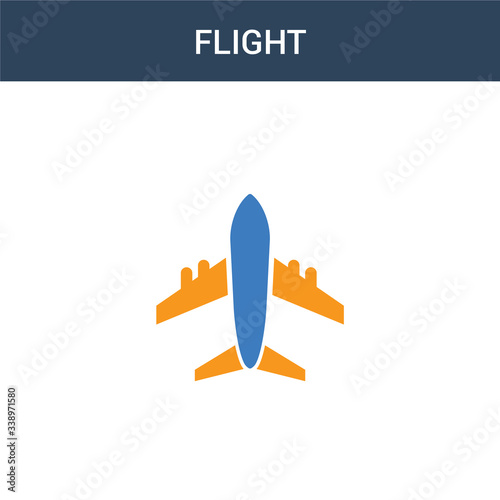 two colored Flight concept vector icon. 2 color Flight vector illustration. isolated blue and orange eps icon on white background.