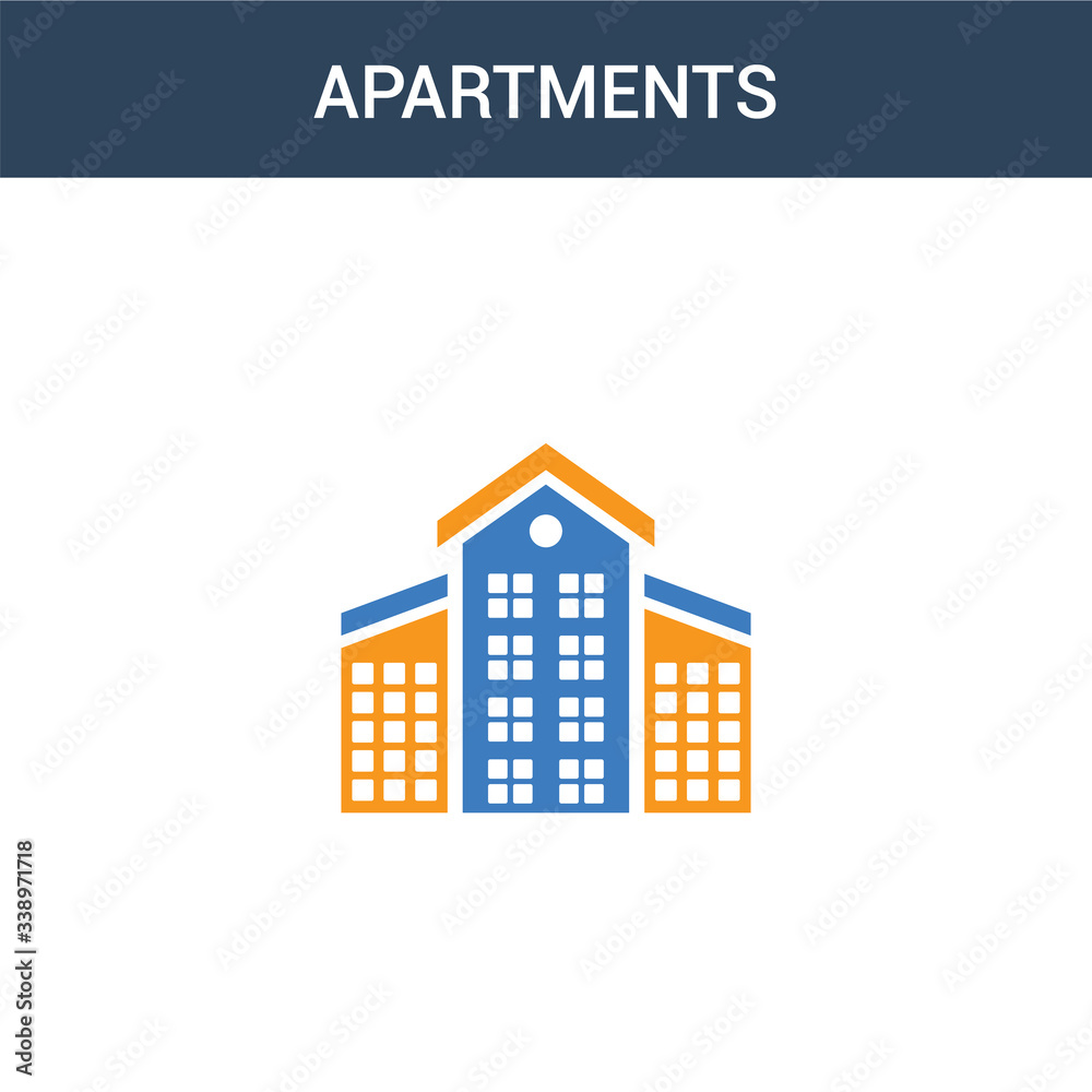 two colored Apartments concept vector icon. 2 color Apartments vector illustration. isolated blue and orange eps icon on white background.