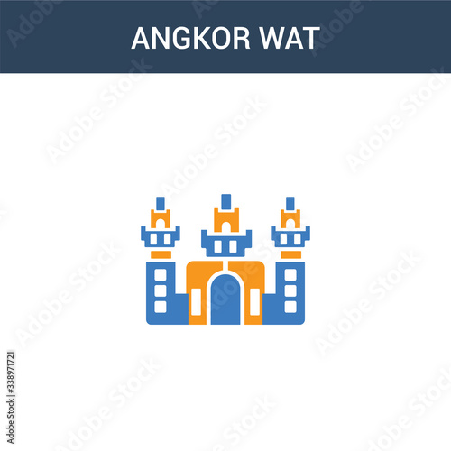 two colored Angkor wat concept vector icon. 2 color Angkor wat vector illustration. isolated blue and orange eps icon on white background.