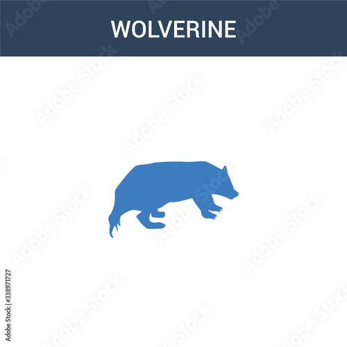 two colored Wolverine concept vector icon. 2 color Wolverine vector illustration. isolated blue and orange eps icon on white background.