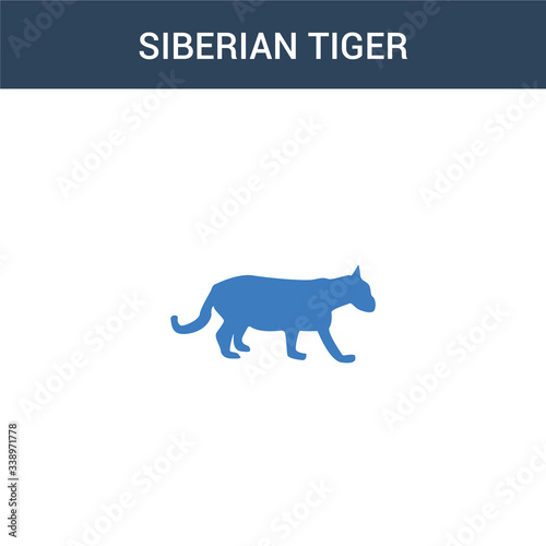 two colored Siberian tiger concept vector icon. 2 color Siberian tiger vector illustration. isolated blue and orange eps icon on white background.