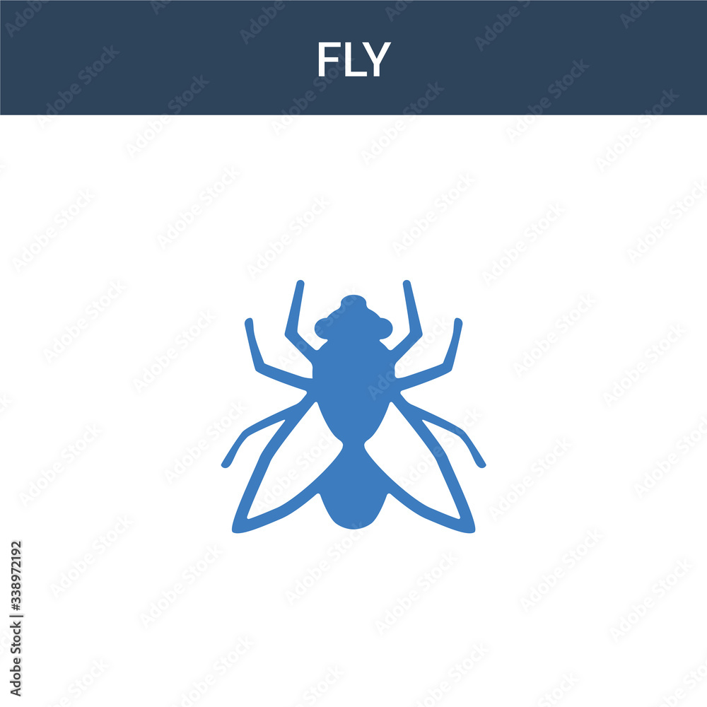 two colored Fly concept vector icon. 2 color Fly vector illustration. isolated blue and orange eps icon on white background.
