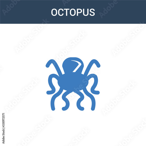 two colored Octopus concept vector icon. 2 color Octopus vector illustration. isolated blue and orange eps icon on white background. photo