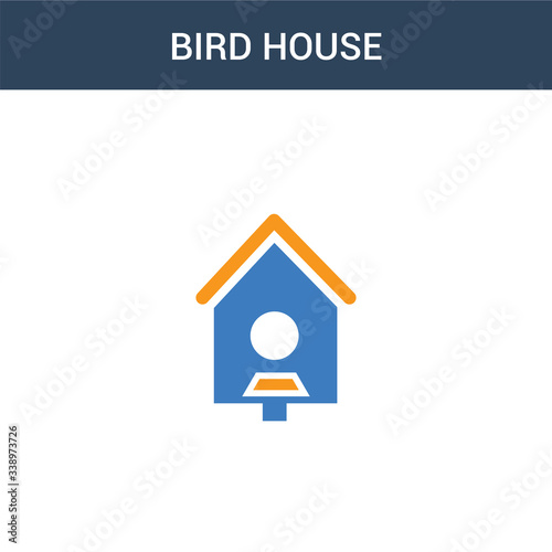 two colored Bird house concept vector icon. 2 color Bird house vector illustration. isolated blue and orange eps icon on white background.