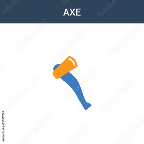 two colored Axe concept vector icon. 2 color Axe vector illustration. isolated blue and orange eps icon on white background.